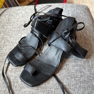 Free People Black Strappy Sandals